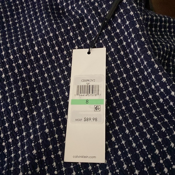 NWT Calvin Klein Sheath Dress Color Blue/White Size 8 - Picture 2 of 3